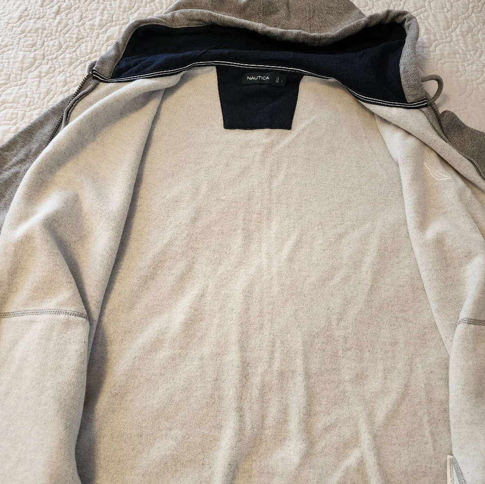 Nautica Gray Zip-Up Sweater Soft Casual Design - Picture 9 of 9